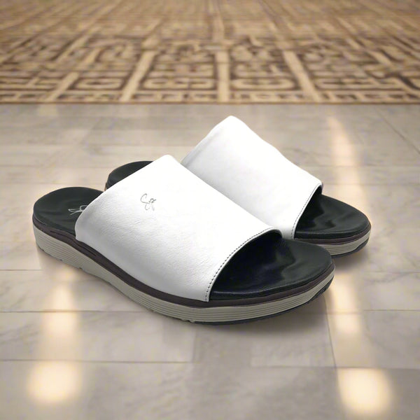 Sandales pour homme en cuir blanc métallique élégante - Chaussures confortables été 2025
