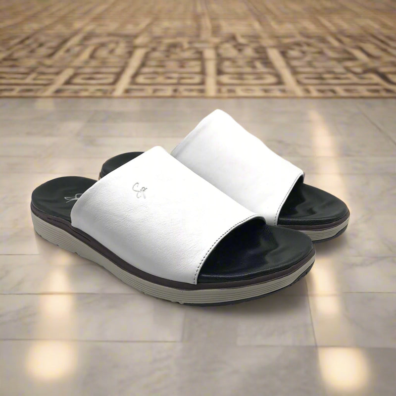 Sandales pour homme en cuir blanc métallique élégante - Chaussures confortables été 2025